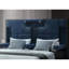 Grand lit contemporain bleu marine de 67,75 po Large, installation en bois d'hévéa, système intégré-300416576