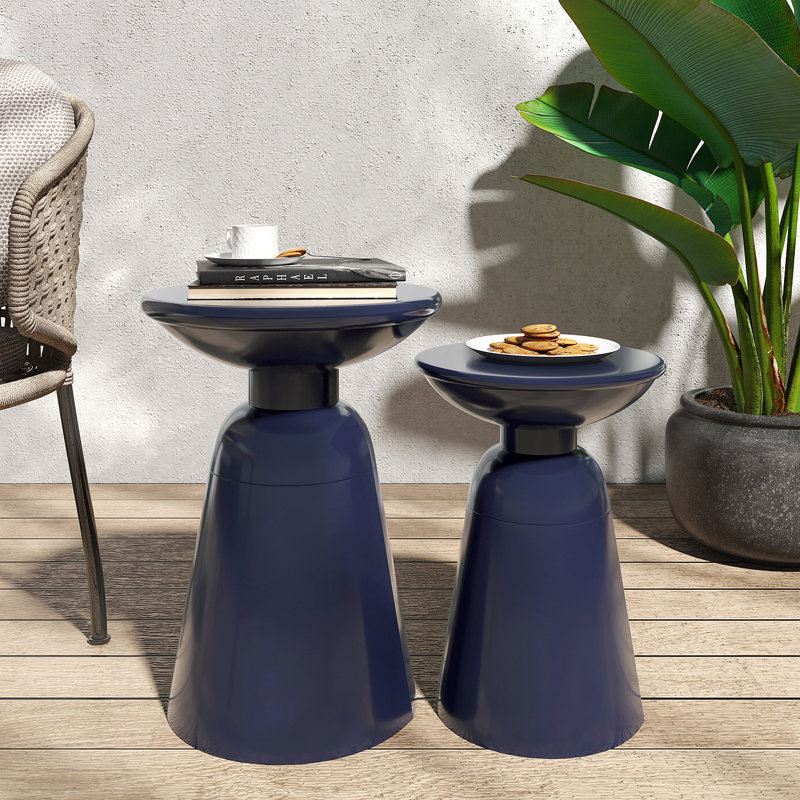 Ensemble de 2 tables d'appoint en fer Serenita, Marine