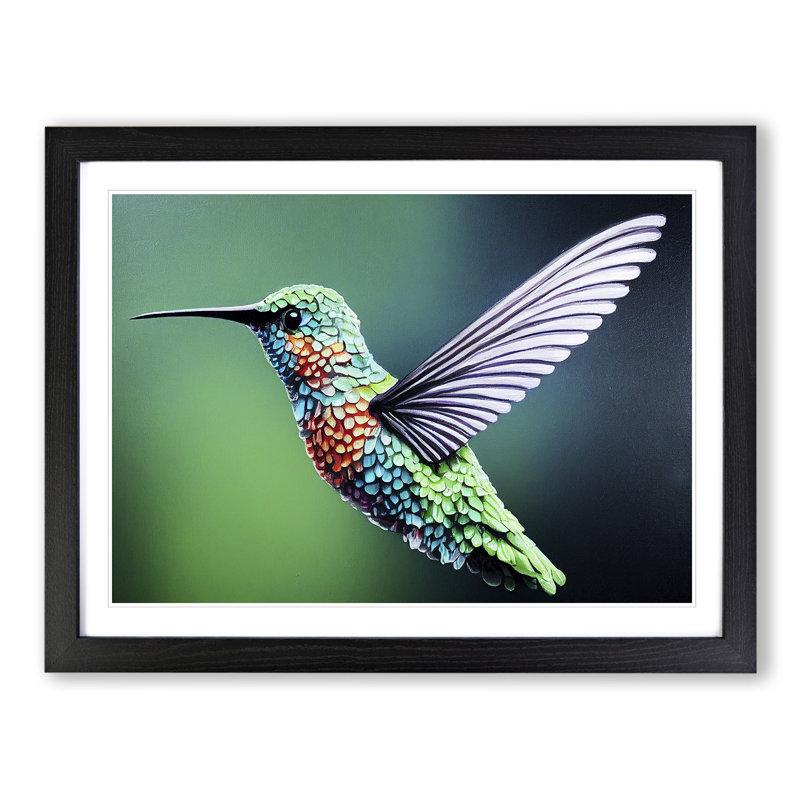 Exquisite Hummingbird - Single Picture Frame Print, Black, 46cm H x 64cm W x 2cm D