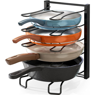 5 Compartments Height Adjustable Pan Organizer, Black