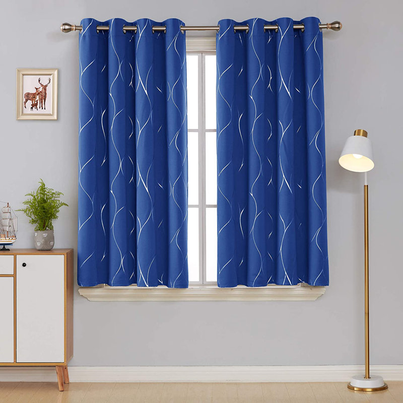 Kellda Thermal Room Darkening Polyester Curtain Panels, Royal Blue, 42" W x 45" L