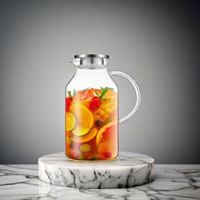 3 Liter Glass Pitcher With Lid And Spout Glass Water Pitcher For Fridge Glass Carafe For Hot Cold Water Iced Tea Pitcher Jug For Coffee Juice And Homemade Beverage