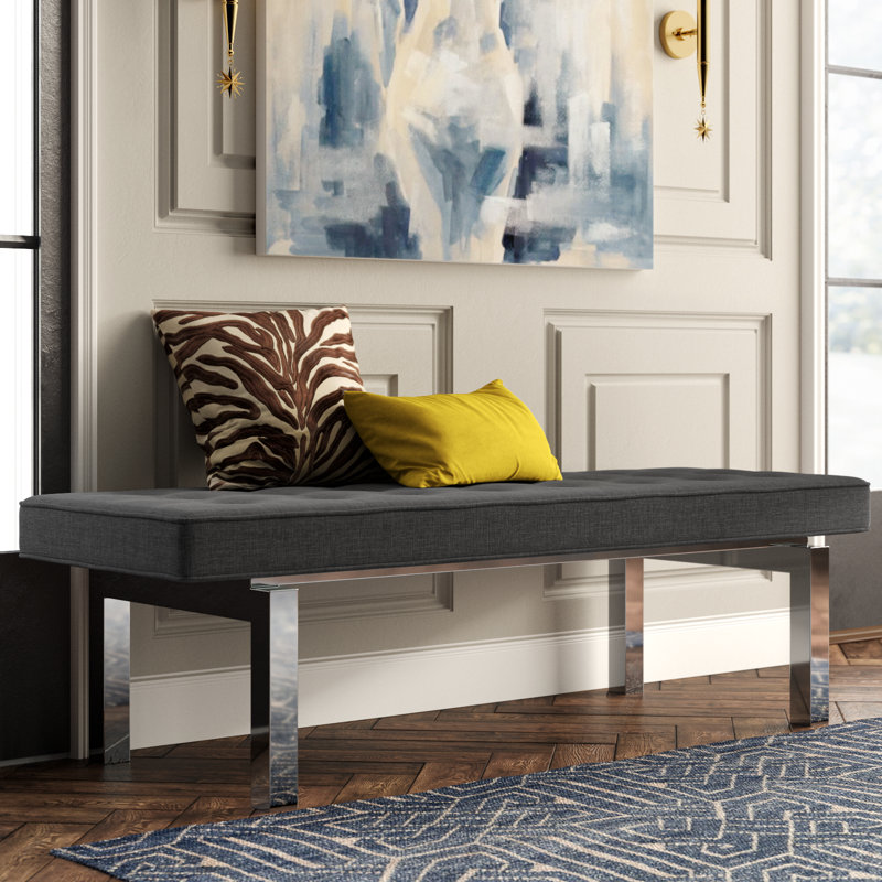 Ceslie Upholstered Bench, Charcoal