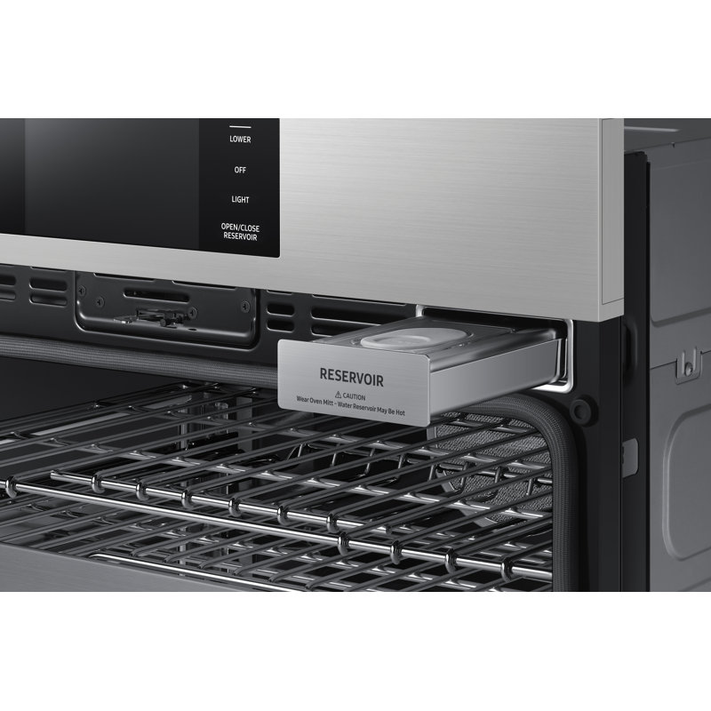 30" Double Wall Oven Steam, Contemporary, Silver Stainless