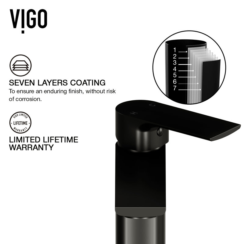 Norfolk 11" H Single Handle Vessel Sink Bathroom Faucet, Matte Black