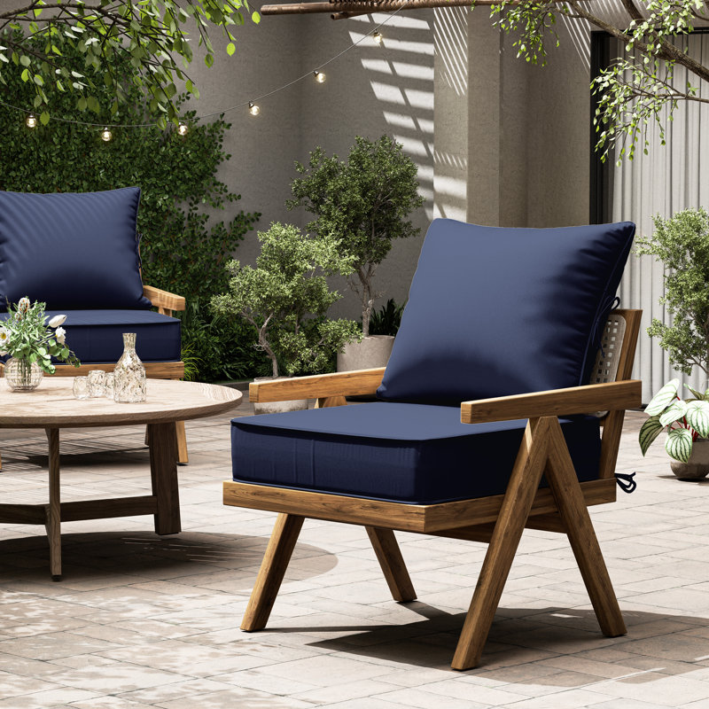 Outdoor Deep Seating Cushion Set Indoor And Outdoor Seat / Back Cushion, Navy, 22" W x 22" D