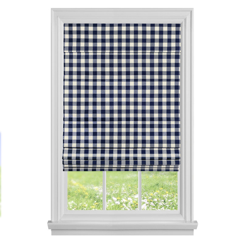 Rideau romain simple à carreaux simples Elegance, l 27 po x L 64 po, Gris