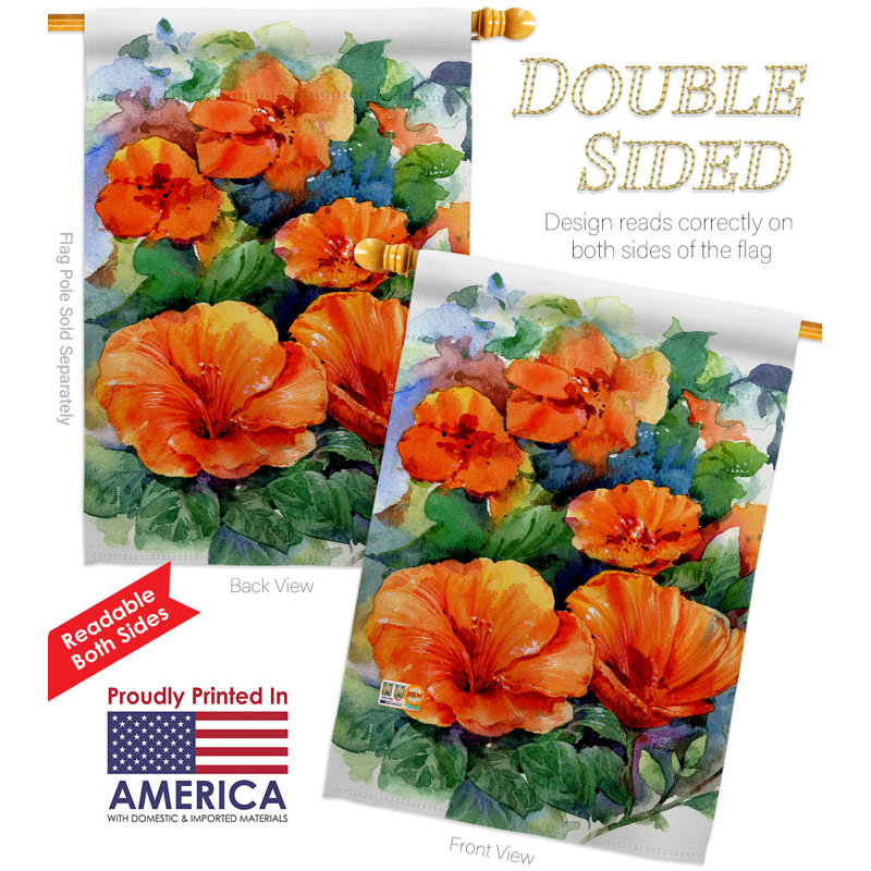 Drapeau de maison en polyester rouge à double face 40 x 28 po Hibiscus