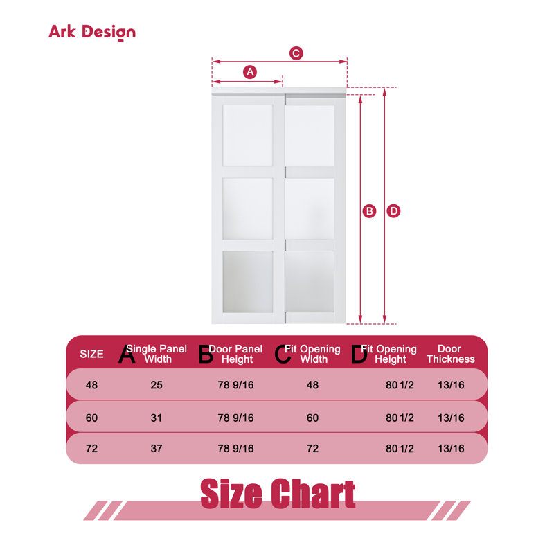 48 in. x 80 in. White Tempered Frosted Glass Sliding Closet Door