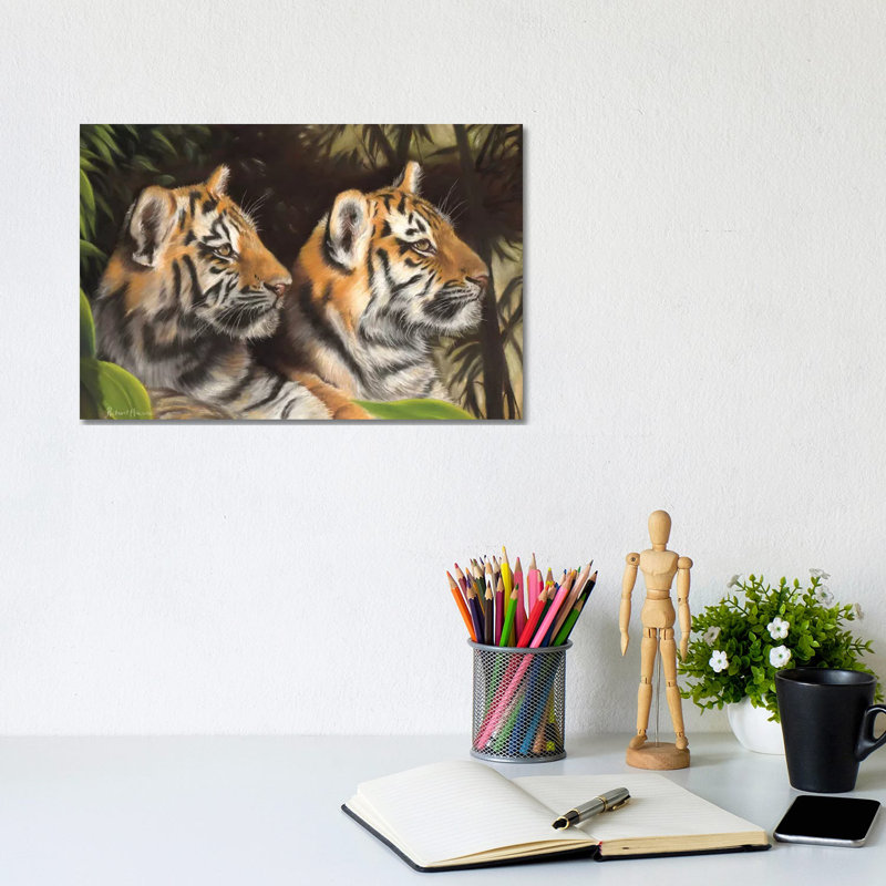 Tiger Cubs by Richard Macwee - Wrapped Canvas Painting, 20.32 cm H x 30.48 cm W