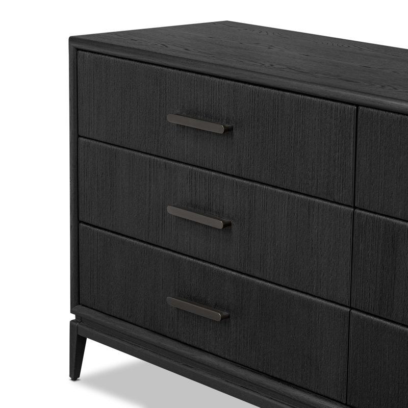 Rosenell 6 Drawer Dresser, Black Oak Veneer