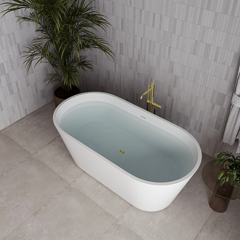 Baignoire autoportante 59 "avec drain interne Streamline, Laiton poli