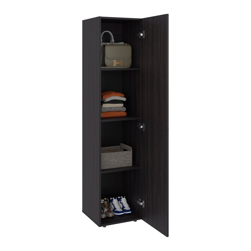 Armoire de rangement Def tons avec 4 tablettes pour vêtements et accessoires, design moderne, wengé