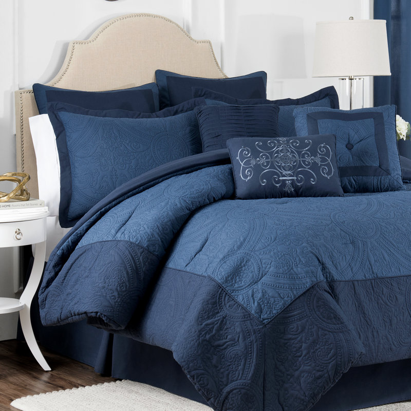 Bensonhurst Polyester Comforter, Blue, Full