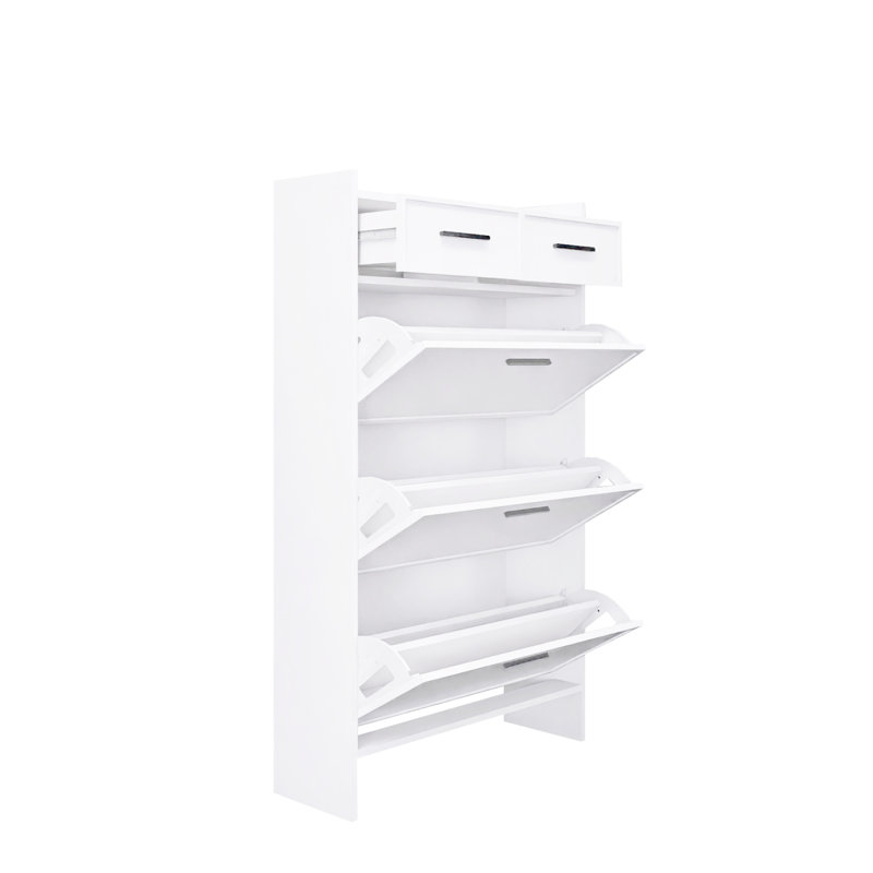 Armoire de rangement à chaussures Surface Shaker avec 2 tiroirs - Blanc mat