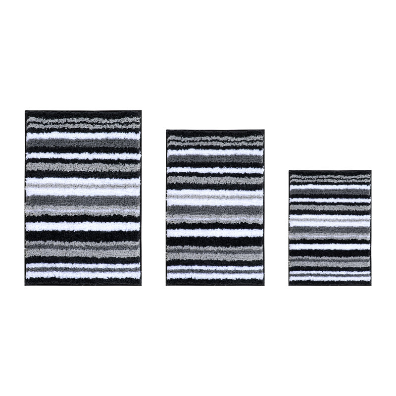 Griffie Non-Slip Bath Rug, Gray, 3 PCs Set (17" x 24" | 20" x 20" | 20" x 32")