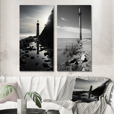 Phare, paysage d'imitation, ensemble de 2 reproductions d'art mural