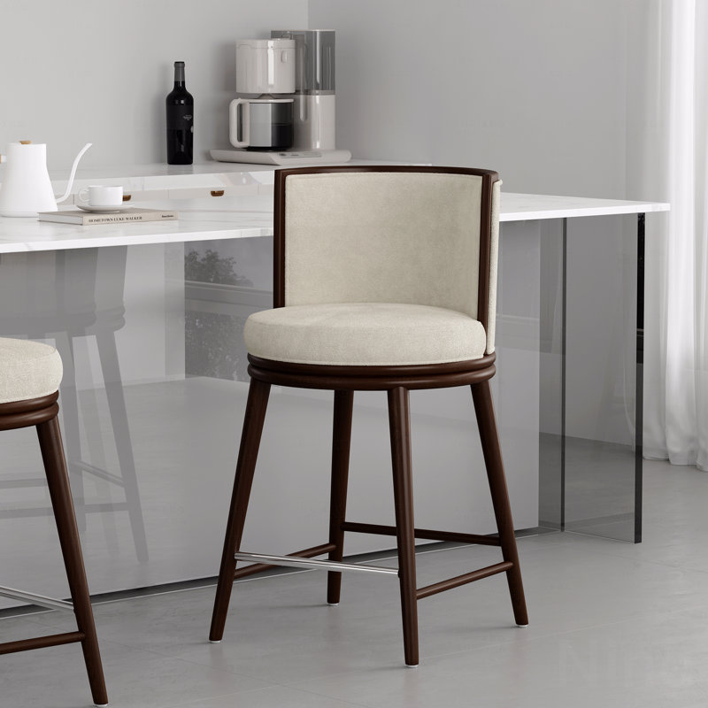 Tabouret de comptoir, 37.6" H x 20.9" W x 21.7" D, Crème, crème