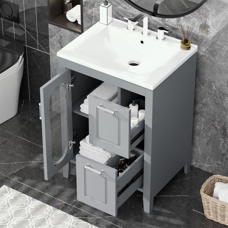 Rangement pour salle de bain Stauton, Gris