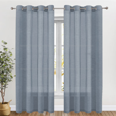 Dawan Faux Linen Semi-Sheer Grommet Curtain Panels