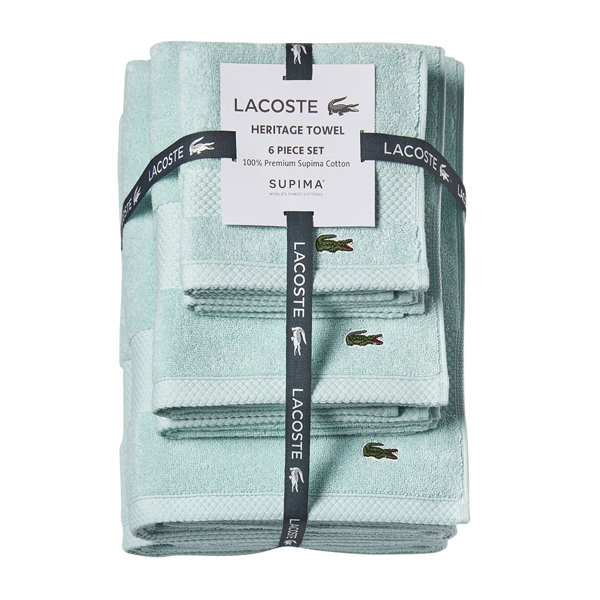  Lacoste Heritage Supima Cotton Bath Towel, Mint, 30 x