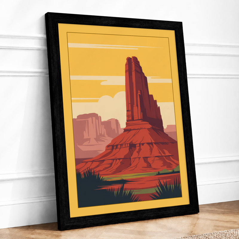 Desert Monument Retro - Framed Print, A1 - 84.1 x 59.4 cm, Black