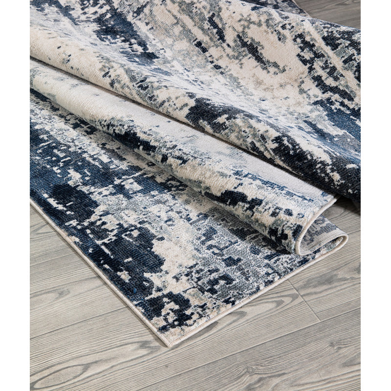 Tapis beige rectangulaire en polypropylène tissé à la machine Abstrract Travisha, Rectangle 4 pi x 5 pi 11 po