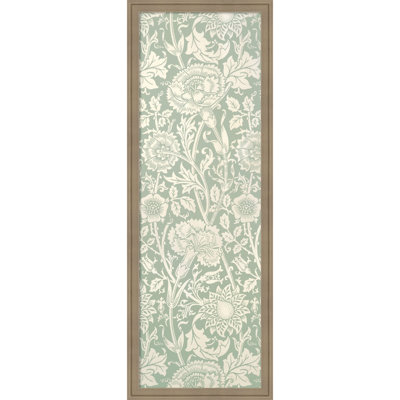 Framed Fabric Magnetic Board, 14x38 Sage Flowers Design Bulletin Board for Wall Organization