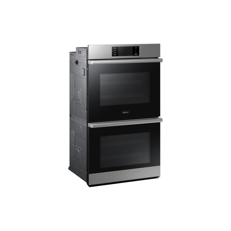 30" Double Wall Oven Steam, Contemporary, Silver Stainless