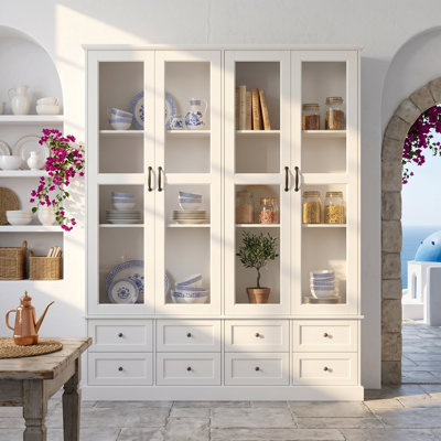 79" H Curio Cabinet With Lights & 8 Drawers