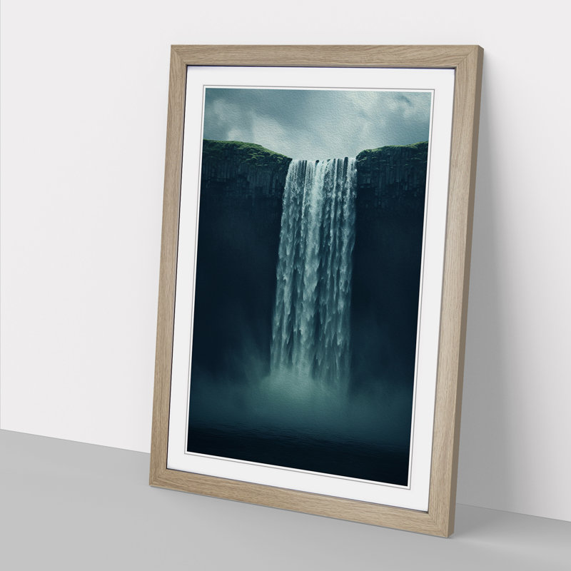 Waterfall Minimalism No.2 - Framed Print, 46cm H x 34cm W x 2cm D, Oak 
