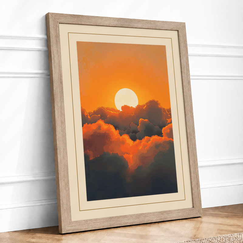 Sunrise Beyond Clouds Modern - Framed Print, A3 - 42.0 x 29.7 cm, Oak