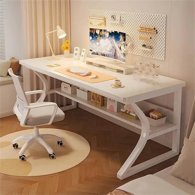 Solid Wood Iron Computer Desk