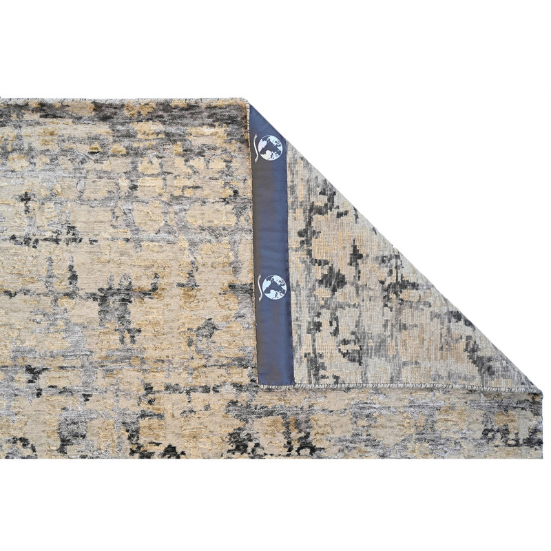 Area Rug in Beige/Gold/Gray, Rectangle 9' x 12'
