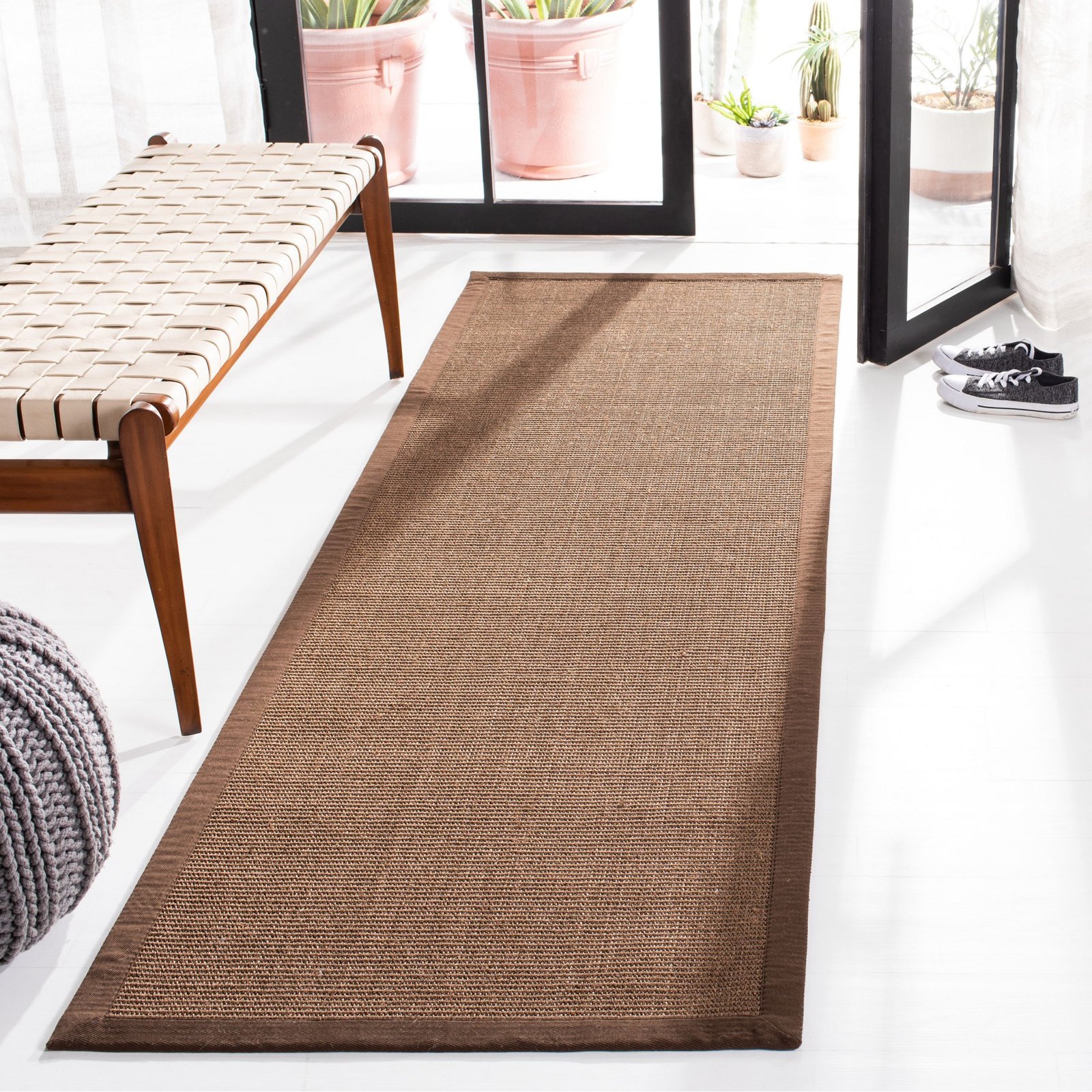 Brown Hand-Woven Jute Rug, Runner 2'6" x 6'