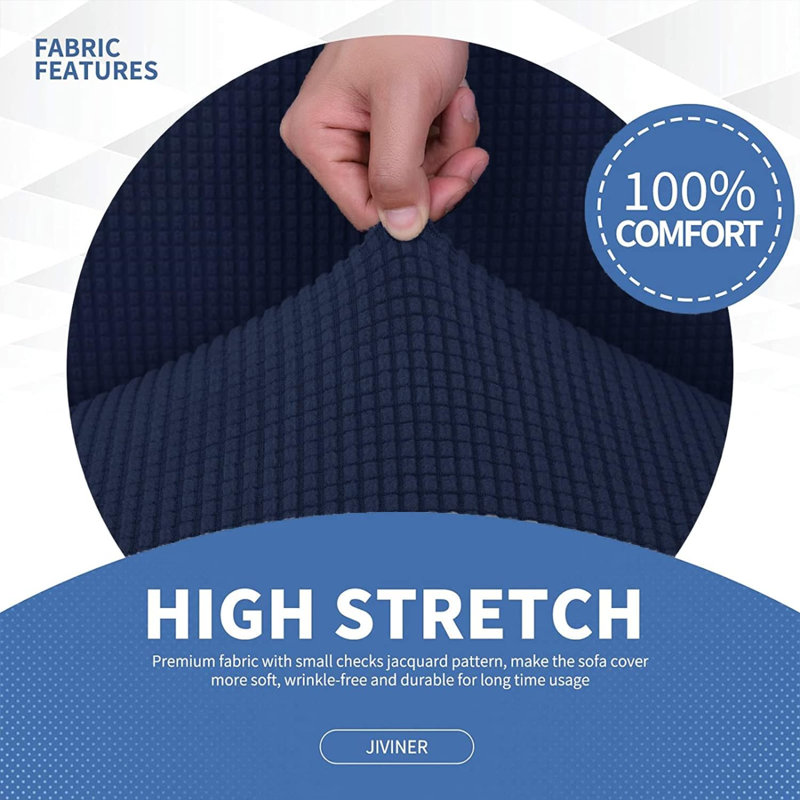 Housse pour canapé à coussins en T, H 41 po x l 91 po x P 42 po, Coton bleu marine