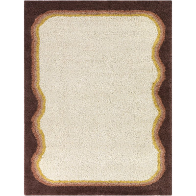 Feinman Wine Border Shag Area Rug
