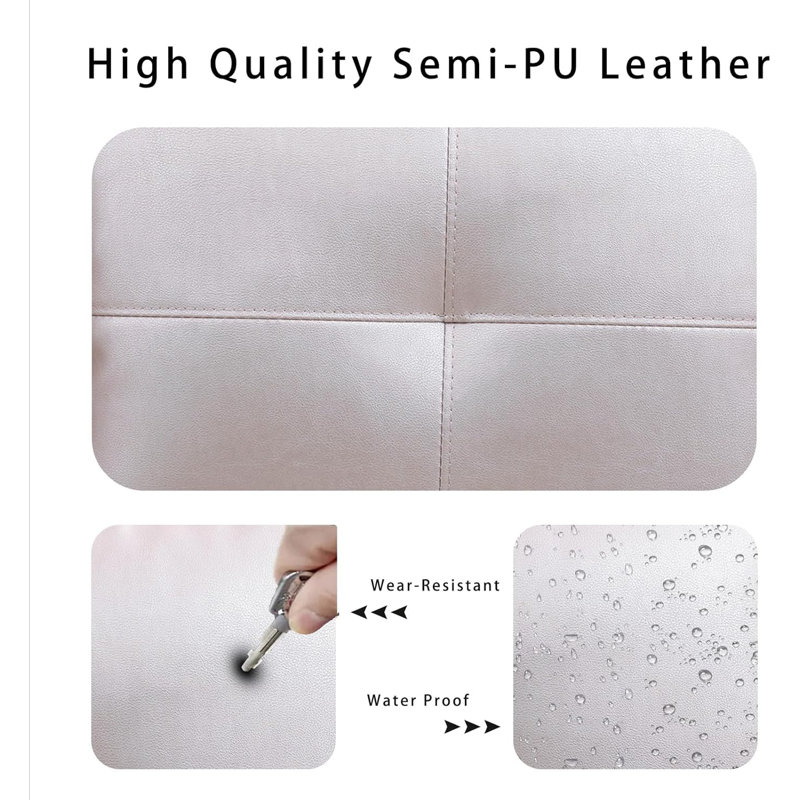 3-Piece Faux Leather Sectional Sofa, Latte Faux Leather