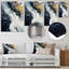 Or et bleu, peinture abstraite sur marbre III - décoration murale en marbre-830075287