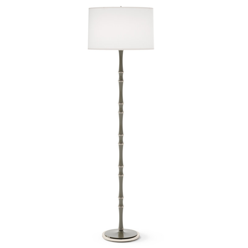 Kane 64.50'' Traditional Floor Lamp, Ascot White, Smokey Taupe/Polished Nickel