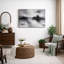 Abstrait noir gris Misty Reflection, œuvre d'art de chambre contemporaine, impression sur toile encadrée-126096873-126096880