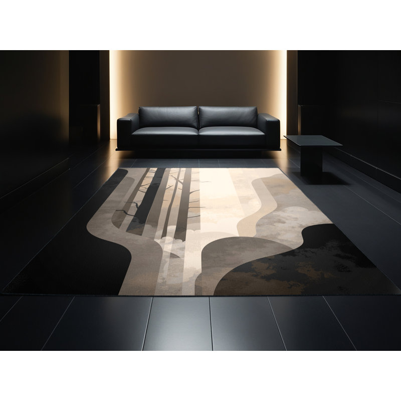 Tapis beige lavable à la machine Outhe, Carré 3 pi