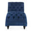 Chaise longue - Siège stable sans accoudoirs en tissu éponge bleu avec assise large, mousse, détails cloutés, tissu en velours, structure de support