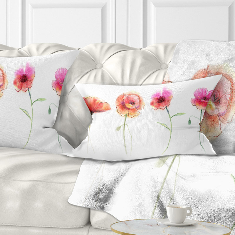 Coussin lombaire en aquarelle de fleur