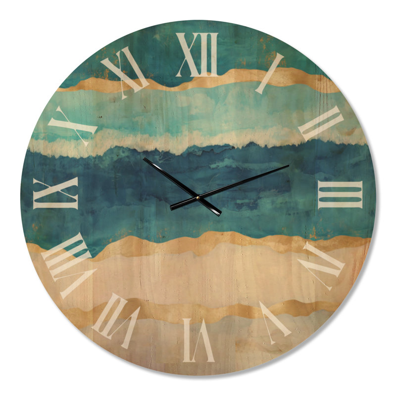 Horloge murale surdimensionnée en bois côtier - ondulations de plage tropicale, Oversized