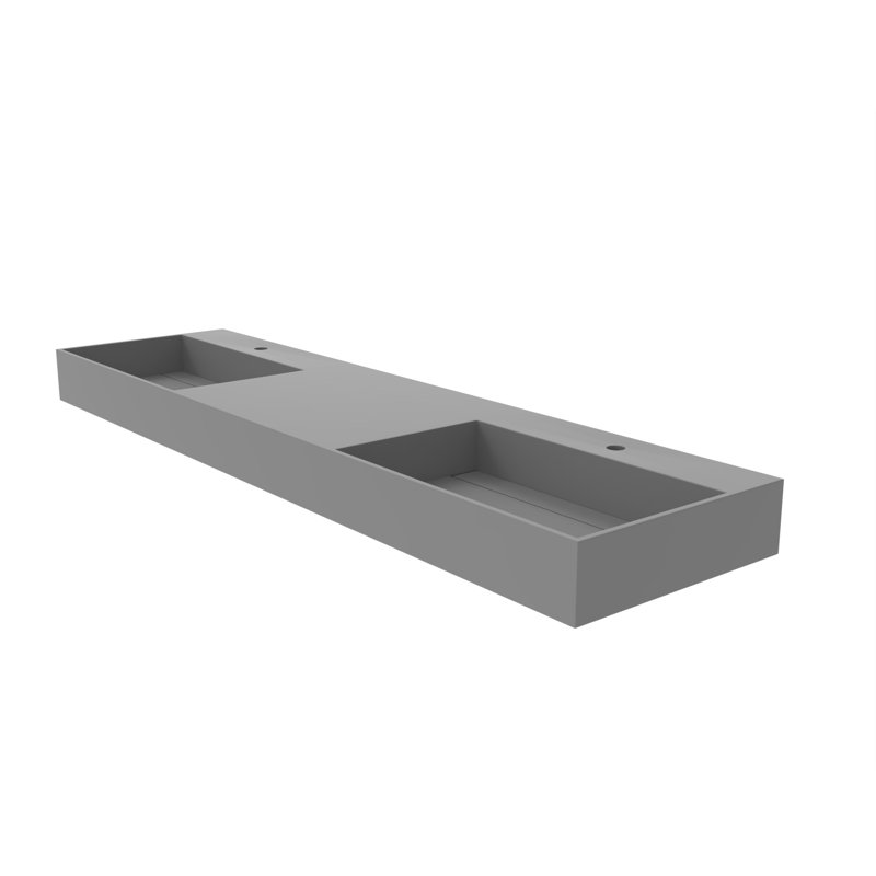 Lavabo de salle de bain vasque rectangulaire 72 po Juniper, gris