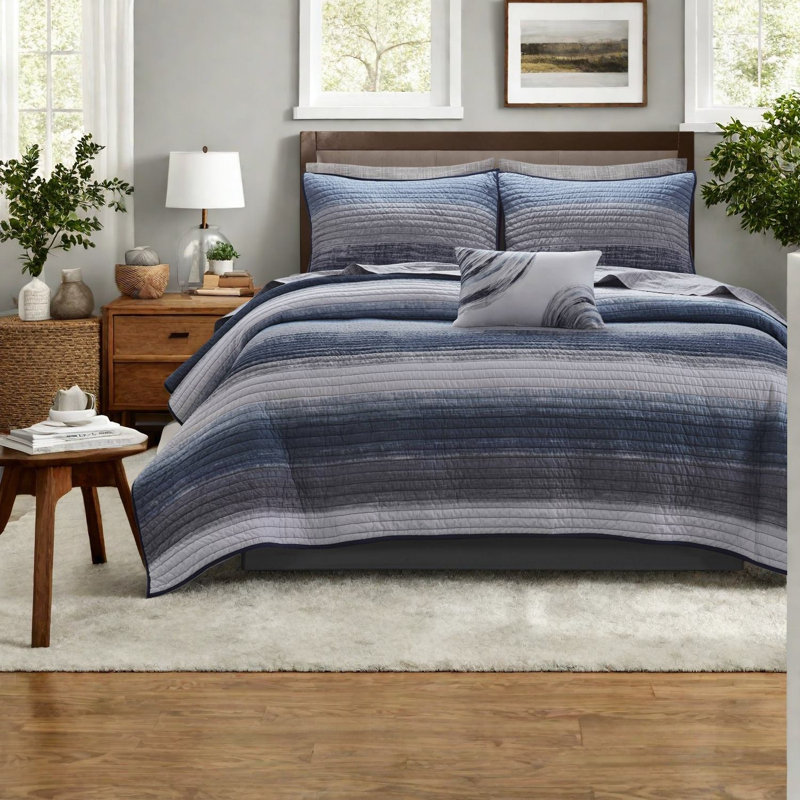 Premium Bedding Sets, Cotton Sheets Full Size, Modern Navy Home Style