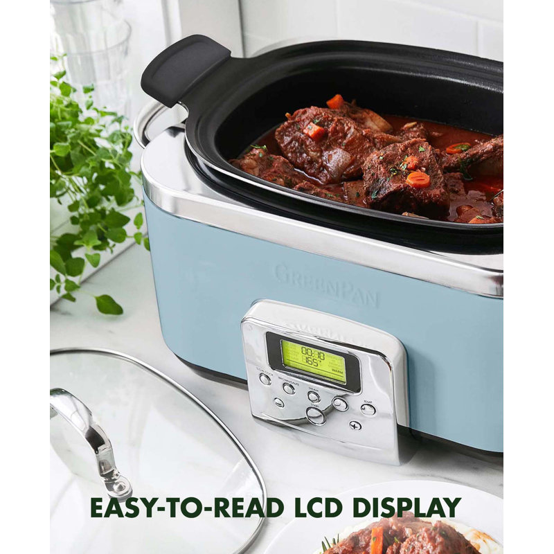 GreenPan Elite Ceramic Nonstick 6-Quart Slow Cooker, Blue Haze