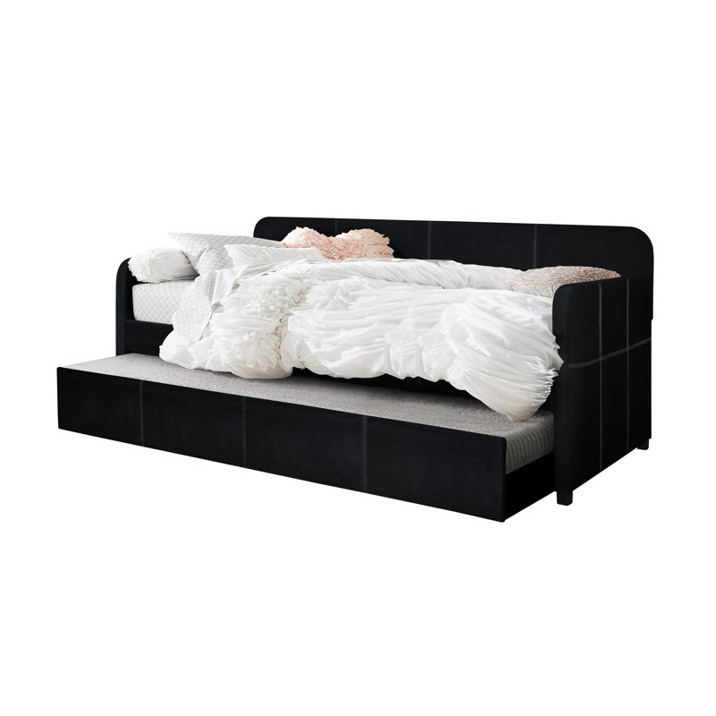 Tiara Upholstered UK Single - DE 90 X 190 Cm with Trundle, Black