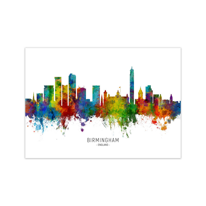 Birmingham England Skyline by Michael Tompsett - Print, Unframed, 30cm H x 42cm W x 1cm D